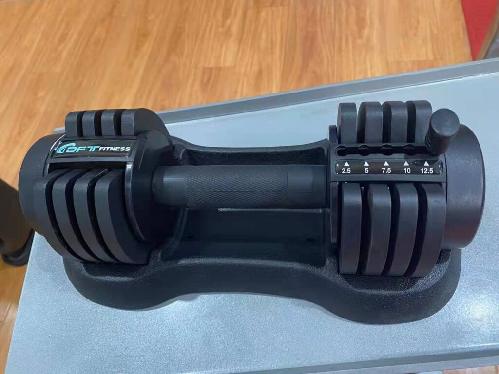 TechnoFitness DFT012 12.5kg Smart Adjustable Dumbbell – Rapid Weight Change System - Compact All-in-One Strength Training Home Gym