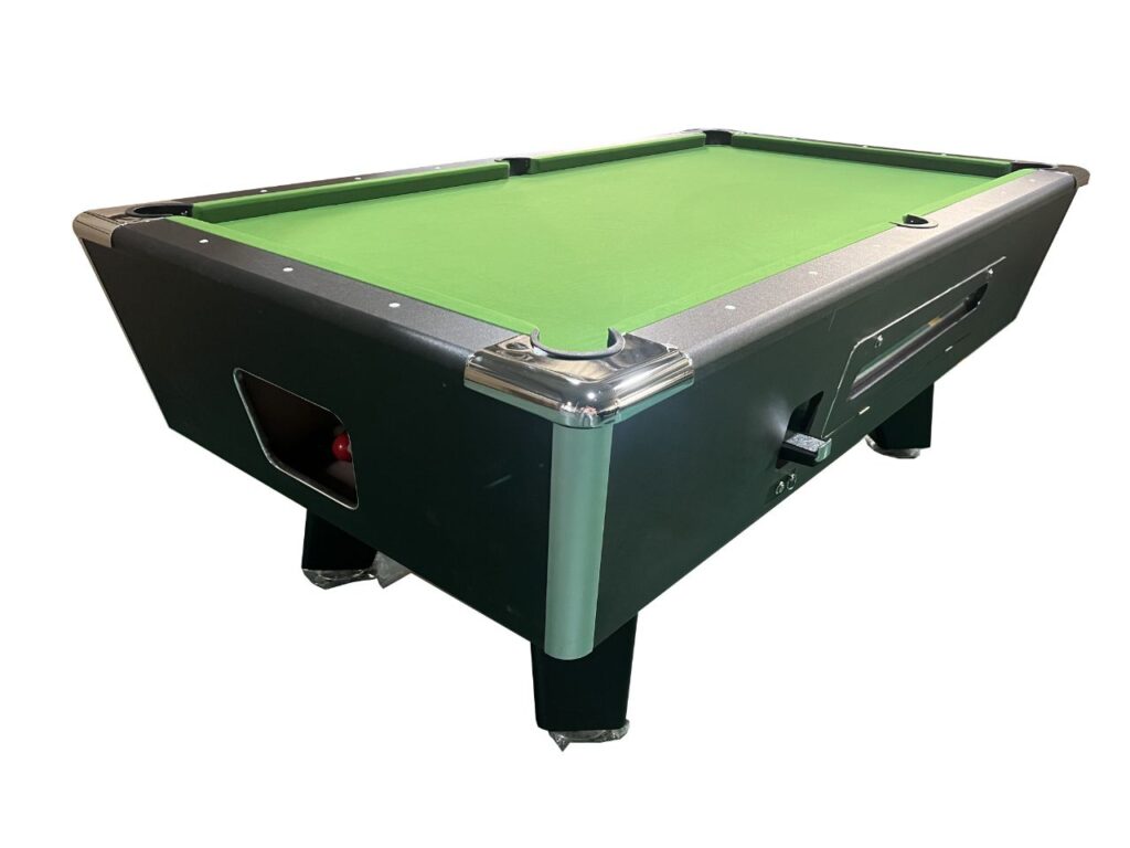 TechnoFitness DQP034 8ft Luxury Marble Snooker Table – One-Piece 18mm Marble Bed | Manual Coin-Op System, Chrome Accents & Full Professional Accessory Kit