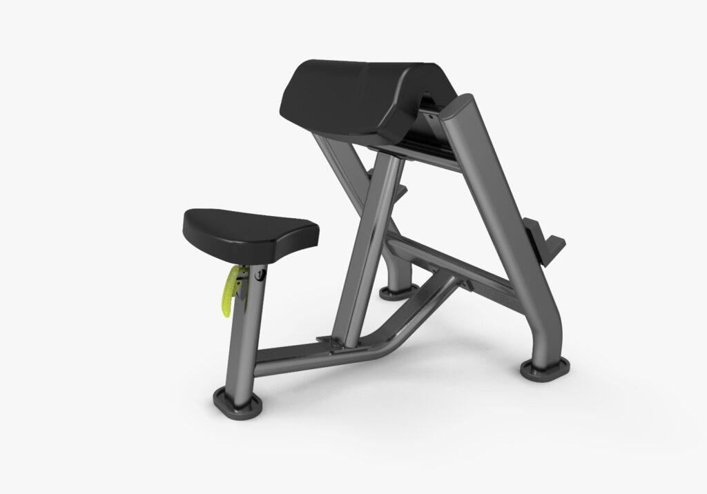 TechnoFitness KJ1247 Professional Commercial Seated Preacher Curl – Heavy-Duty 2.5mm Steel Bicep Isolator | Industrial Arm Blaster Station with Adjustable Seating