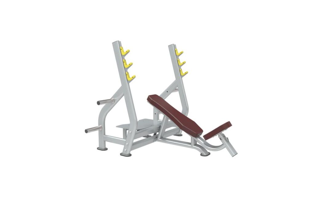 TechnoFitness KJ1252A Professional Olympic Incline Bench – Heavy-Duty 130mm Bread-Pipe Steel Station | Industrial Upper Chest Press with Multi-Level Barbell Racks & 3.0mm Reinforced Steel