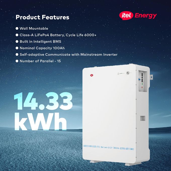 itel 14330Wh Lithium Battery Standing 48V 280Ah 14.33kWh IPL-51280